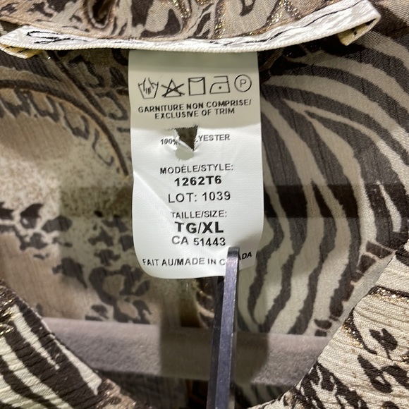 Cydney Mar Sheer Tunic Blouse, Browns with a Touch of Gold, XL, NWOT - Picture 8 of 8